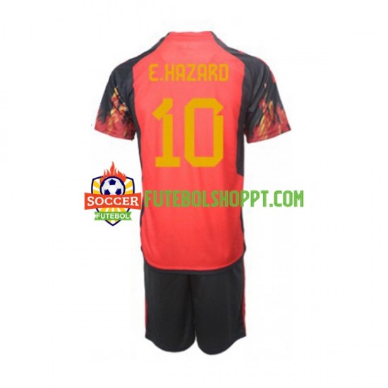 Camisola Júnior Bélgica Hazard 10 Principais Equipamento Mundial 2022 Manga Curta