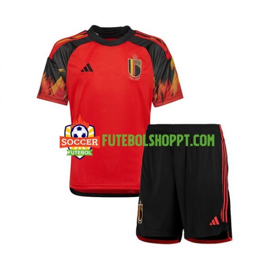 Camisola Júnior Bélgica Principais Equipamento Mundial 2022 Manga Curta
