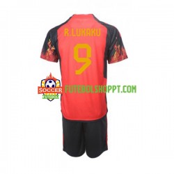 Camisola Júnior Bélgica Lukaku 9 Principais Equipamento Mundial 2022 Manga Curta