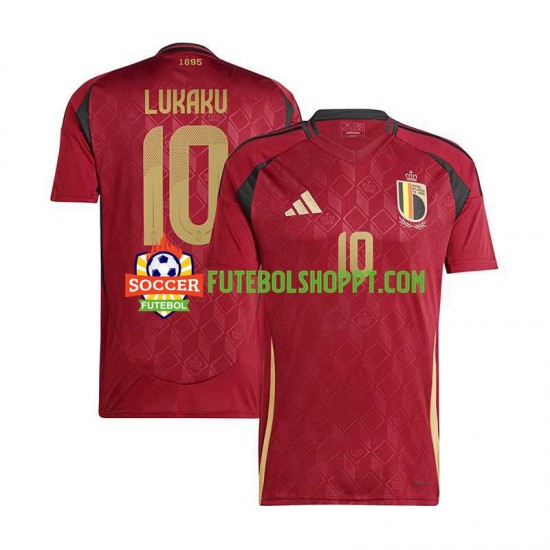 Camisola Homem Bélgica Romelu Lukaku 10 Principais Equipamento Euro 2024 Manga Curta