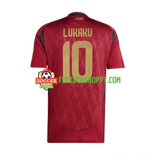 Camisola Homem Bélgica Romelu Lukaku 10 Principais Equipamento Euro 2024 Manga Curta