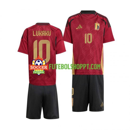 Camisola Júnior Bélgica Romelu Lukaku 10 Principais Equipamento Euro 2024 Manga Curta