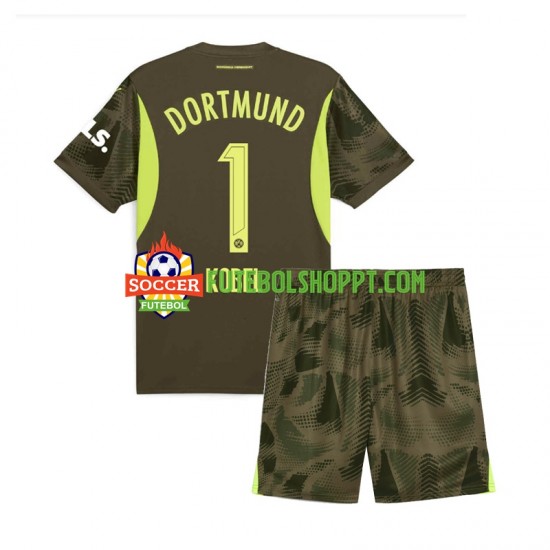 Camisola Júnior Borussia Dortmund Gregor Kobel 1 Guarda-redes Alternativa Equipamento 2024-2025 Manga Curta