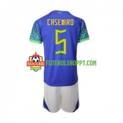 Camisola Júnior Brasil Casemiro 5 Alternativa Equipamento Mundial 2022 Manga Curta
