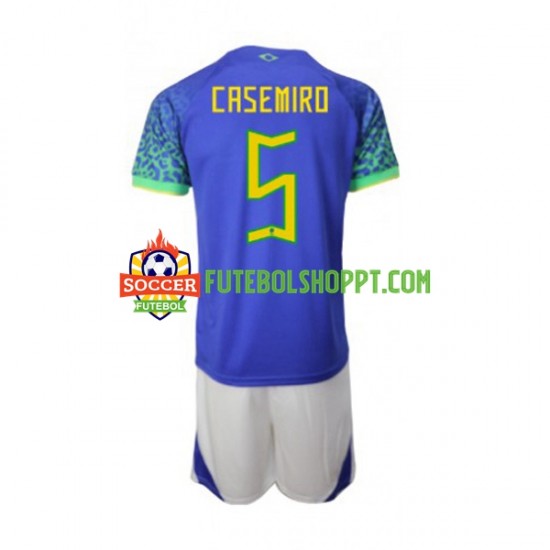 Camisola Júnior Brasil Casemiro 5 Alternativa Equipamento Mundial 2022 Manga Curta