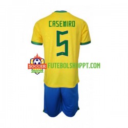 Camisola Júnior Brasil Casemiro 5 Principais Equipamento Mundial 2022 Manga Curta