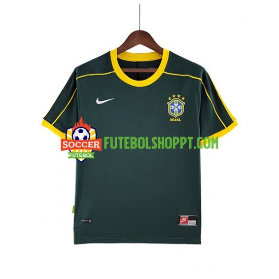 Camisola Homem Brasil Guarda-redes Retro Alternativa Equipamento 1998 Manga Curta