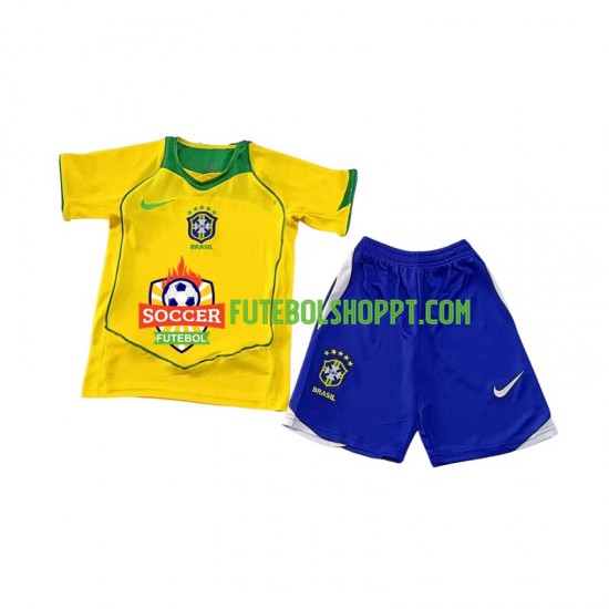 Camisola Júnior Brasil Retro Principais Equipamento 2004 Manga Curta