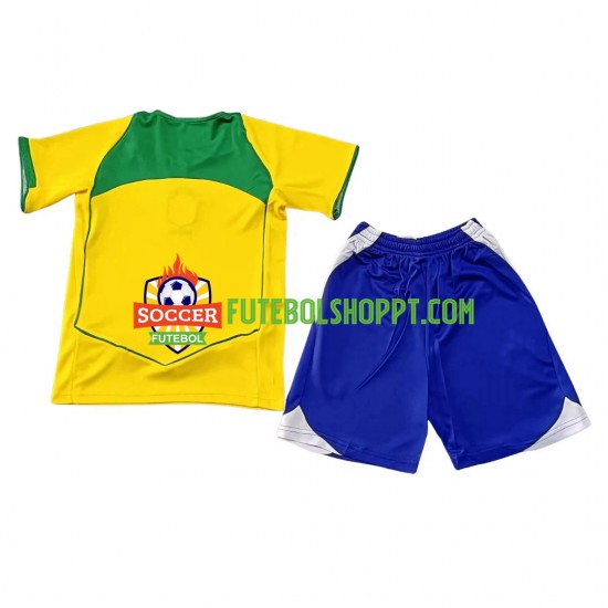 Camisola Júnior Brasil Retro Principais Equipamento 2004 Manga Curta