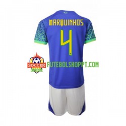 Camisola Júnior Brasil Marquinhos 4 Alternativa Equipamento Mundial 2022 Manga Curta