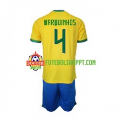 Camisola Júnior Brasil Marquinhos 4 Principais Equipamento Mundial 2022 Manga Curta