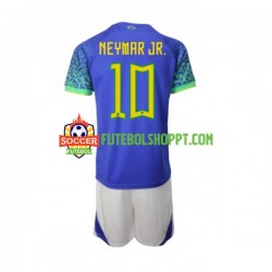 Camisola Júnior Brasil Neymar JR 10 Alternativa Equipamento Mundial 2022 Manga Curta