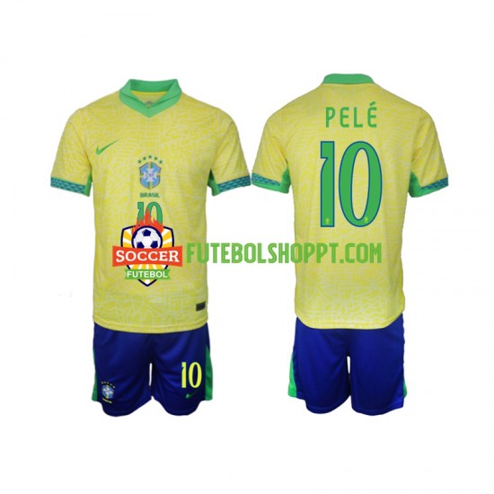 Camisola Júnior Brasil PELE 10 Principais Equipamento 2024 Manga Curta
