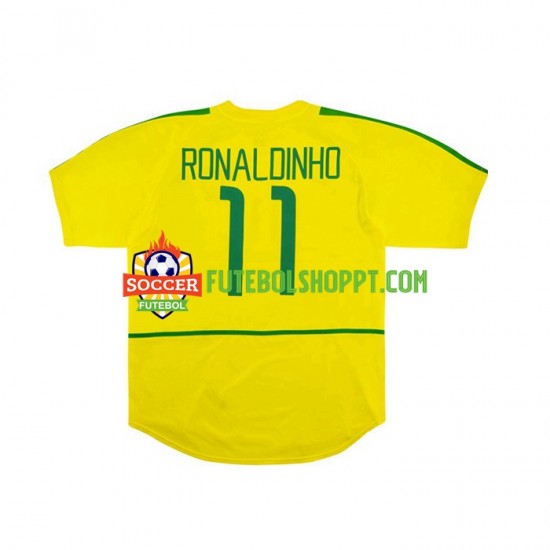 Camisola Homem Brasil RONALDINHO 11 Retro Principais Equipamento 2002 Manga Curta
