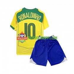 Camisola Júnior Brasil Ronaldiho 10 Retro Principais Equipamento 2004 Manga Curta