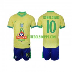 Camisola Júnior Brasil Ronaldinho 10 Principais Equipamento 2024 Manga Curta