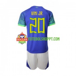 Camisola Júnior Brasil Vinicius Junior 20 Alternativa Equipamento Mundial 2022 Manga Curta