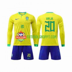 Camisola Júnior Brasil Vinicius Junior 20 Principais Equipamento Copa do Mundo 2022 Manga Comprida