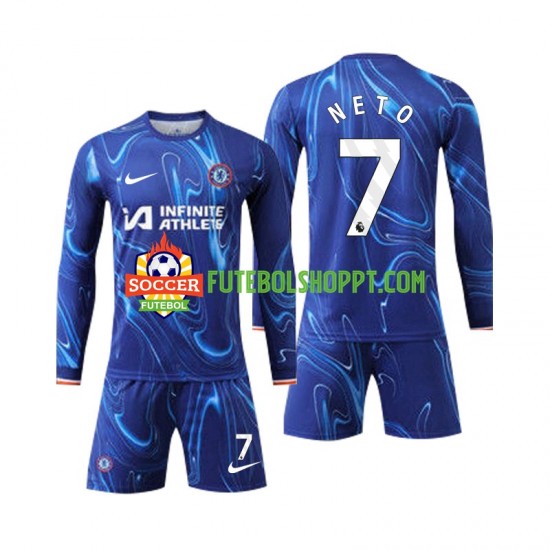 Camisola Júnior Chelsea Neto 7 Principais Equipamento 2024-2025 Manga Comprida