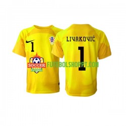 Camisola Homem Croácia Dominik Livakovic 1 Guarda-redes Principais Equipamento Copa do Mundo 2022 Manga Curta