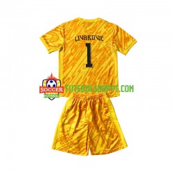 Camisola Júnior Croácia DOMINIK LIVAKOVIC 1 Guarda-redes Principais Equipamento Euro 2024 Manga Curta