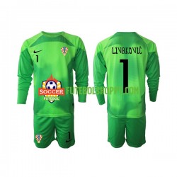 Camisola Júnior Croácia Livakovic 1 Guarda-redes Alternativa Equipamento Copa do Mundo 2022 Manga Comprida