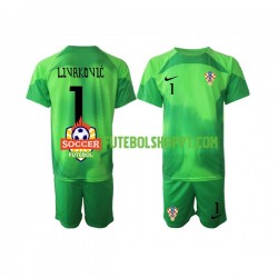 Camisola Júnior Croácia Livakovic 1 Guarda-redes Alternativa Equipamento Copa do Mundo 2022 Manga Curta