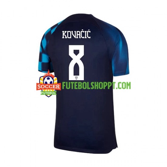 Camisola Homem Croácia Kovacic 8 Alternativa Equipamento Mundial 2022 Manga Curta