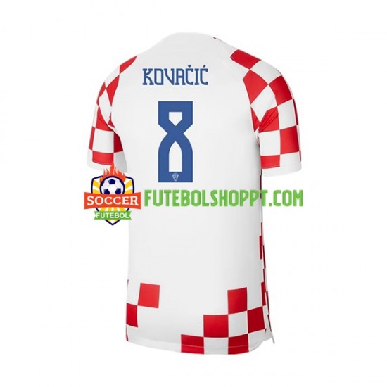 Camisola Homem Croácia Kovacic 8 Principais Equipamento Mundial 2022 Manga Curta