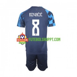 Camisola Júnior Croácia Kovacic 8 Alternativa Equipamento Mundial 2022 Manga Curta