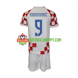 Camisola Júnior Croácia Kramaric 9 Principais Equipamento Mundial 2022 Manga Curta