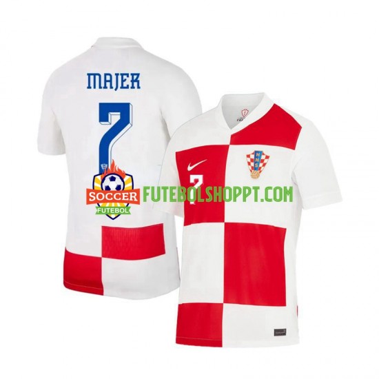 Camisola Homem Croácia Lovro Majer 7 Principais Equipamento Euro 2024 Manga Curta