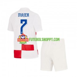 Camisola Júnior Croácia Lovro Majer 7 Principais Equipamento Euro 2024 Manga Curta