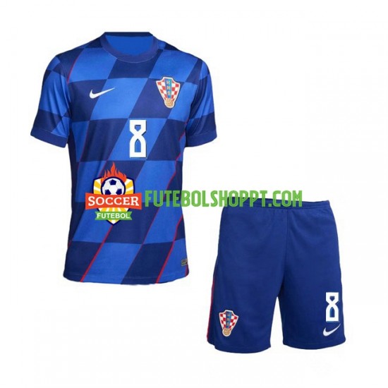 Camisola Júnior Croácia Mateo Kovacic 8 Alternativa Equipamento Euro 2024 Manga Curta