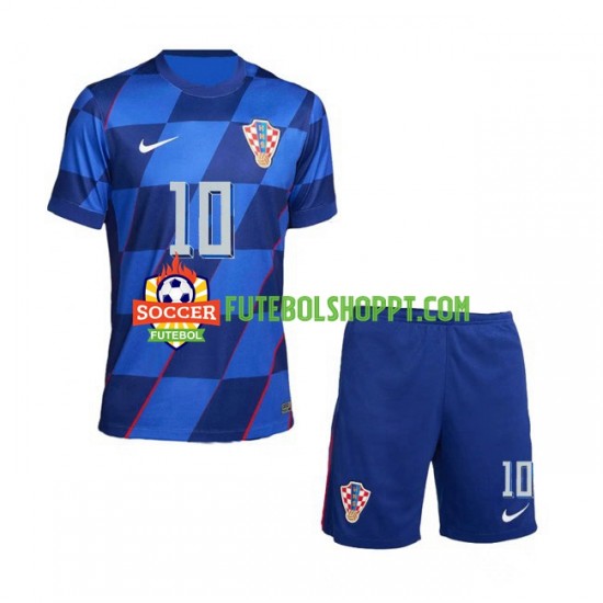 Camisola Júnior Croácia Modrić 10 Alternativa Equipamento Euro 2024 Manga Curta