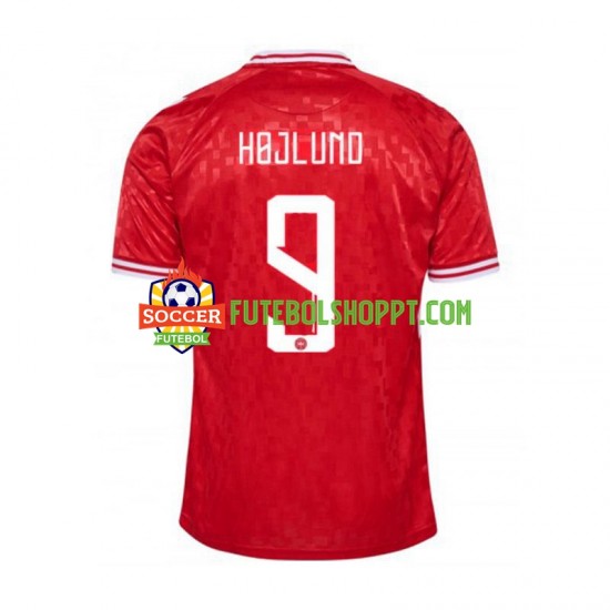 Camisola Homem Dinamarca Hojlund 9 Principais Equipamento Euro 2024 Manga Curta