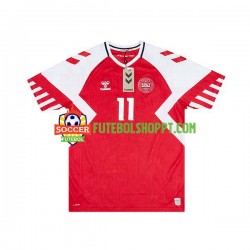 Camisola Homem Dinamarca Rasmus Hojlund 11 Principais Equipamento 2023-2024 Manga Curta