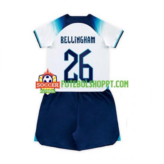 Camisola Júnior Inglaterra Bellingham 26 Principais Equipamento Mundial 2022 Manga Curta