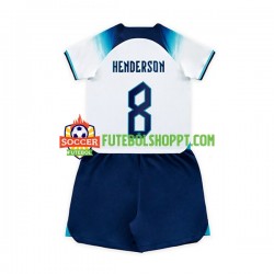 Camisola Júnior Inglaterra Henderson 8 Principais Equipamento Mundial 2022 Manga Curta