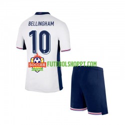Camisola Júnior Inglaterra Jude Bellingham 10 Principais Equipamento Euro 2024 Manga Curta