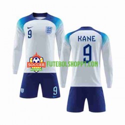 Camisola Júnior Inglaterra Kane 9 Principais Equipamento Copa do Mundo 2022 Manga Comprida