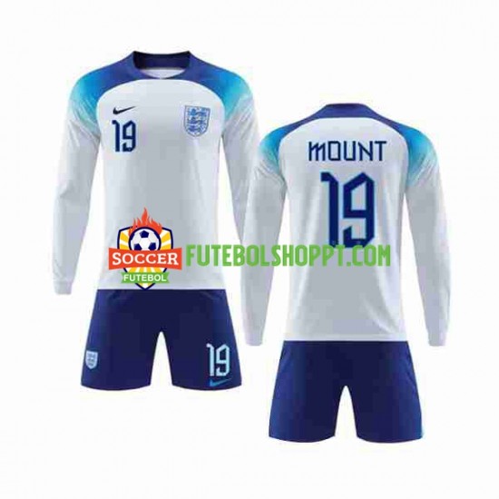Camisola Júnior Inglaterra Mount 19 Principais Equipamento Copa do Mundo 2022 Manga Comprida