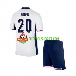 Camisola Júnior Inglaterra Phil Foden 20 Principais Equipamento Euro 2024 Manga Curta