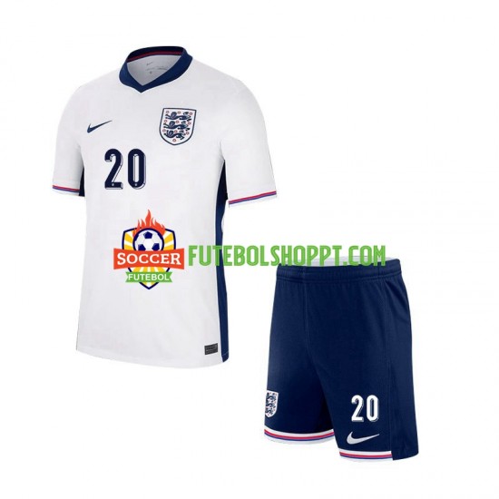 Camisola Júnior Inglaterra Phil Foden 20 Principais Equipamento Euro 2024 Manga Curta