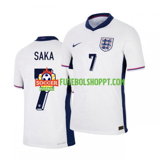 Camisola Homem Inglaterra Saka 7 Principais Equipamento Euro 2024 Manga Curta