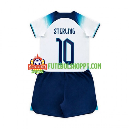 Camisola Júnior Inglaterra Sterling 10 Principais Equipamento Mundial 2022 Manga Curta