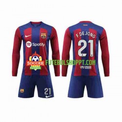 Camisola Júnior FC Barcelona Frenkie de Jong 21 Principais Equipamento 2023-2024 Manga Comprida