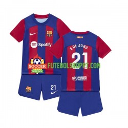 Camisola Júnior FC Barcelona Frenkie de Jong 21 Principais Equipamento 2023-2024 Manga Curta