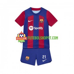 Camisola Júnior FC Barcelona Frenkie de Jong 21 Principais Equipamento 2023-2024 Manga Curta