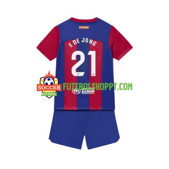 Camisola Júnior FC Barcelona Frenkie de Jong 21 Principais Equipamento 2023-2024 Manga Curta